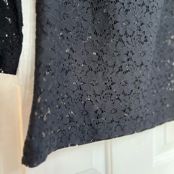 Pins & Needles Anthropologie Allover Lace Semi-sheer Puff Shoulder Top S Black - Picture 8 of 16